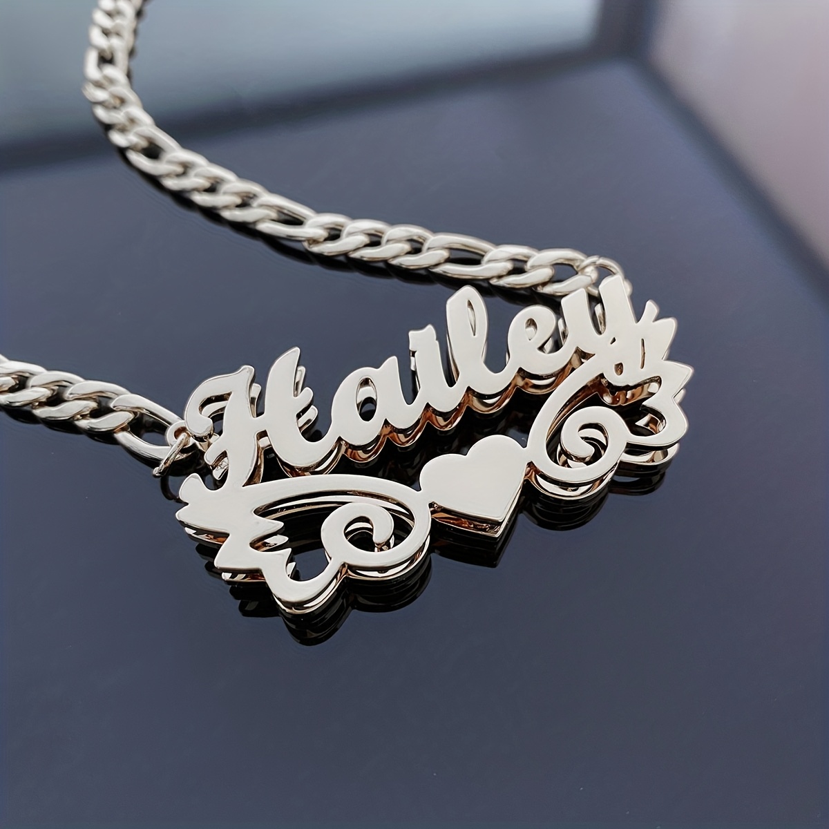 Personalized 18K Plated Wing Heart Name Necklace — Custom Gift